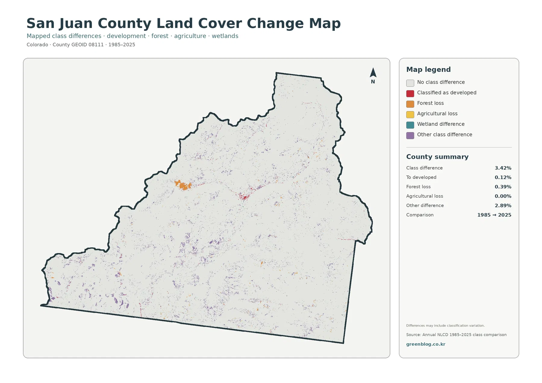 San Juan County land cover change map