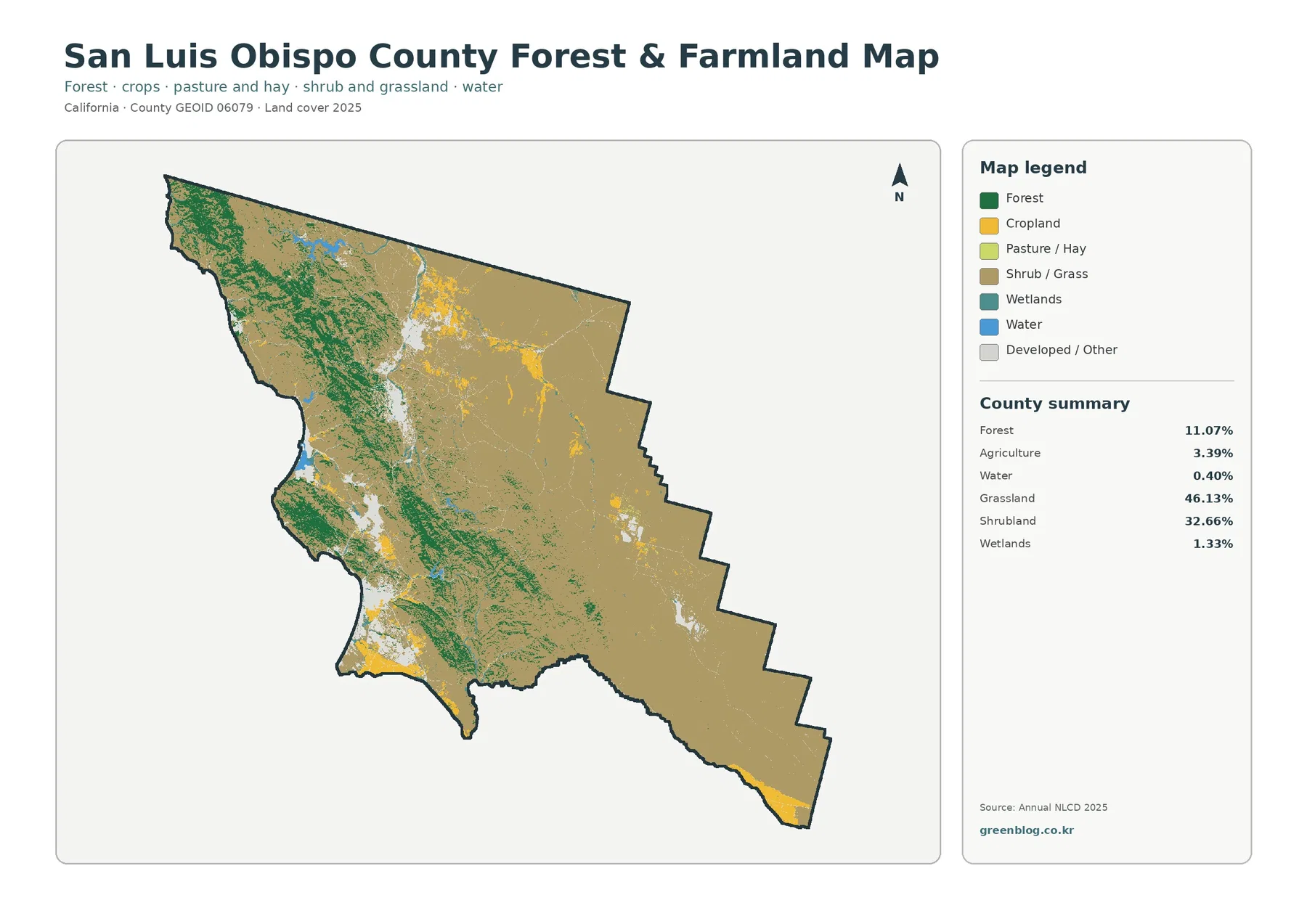 San Luis Obispo County 산림·농경지 지도