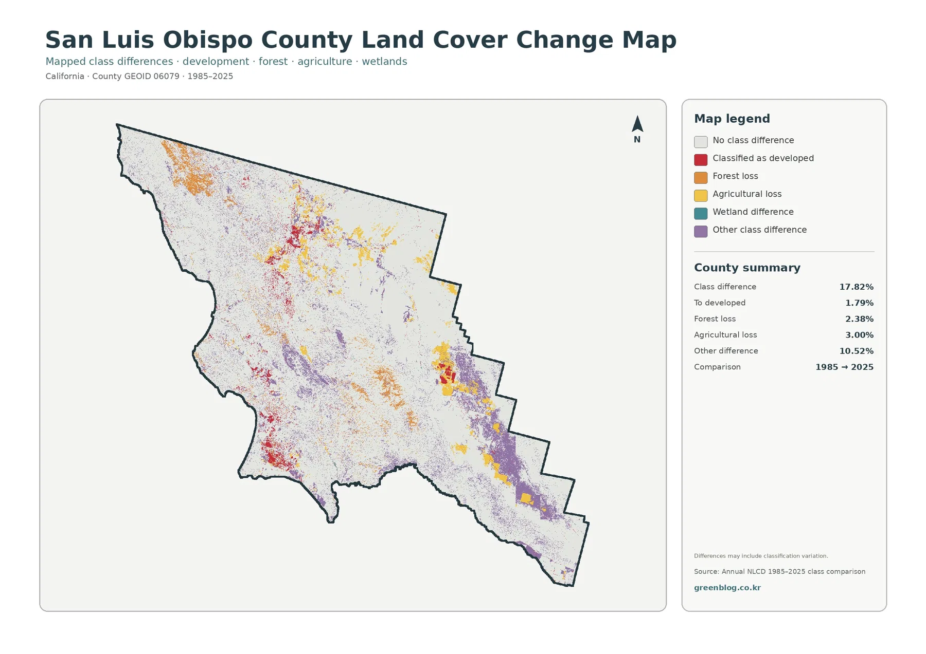 San Luis Obispo County 토지 피복 변화 지도