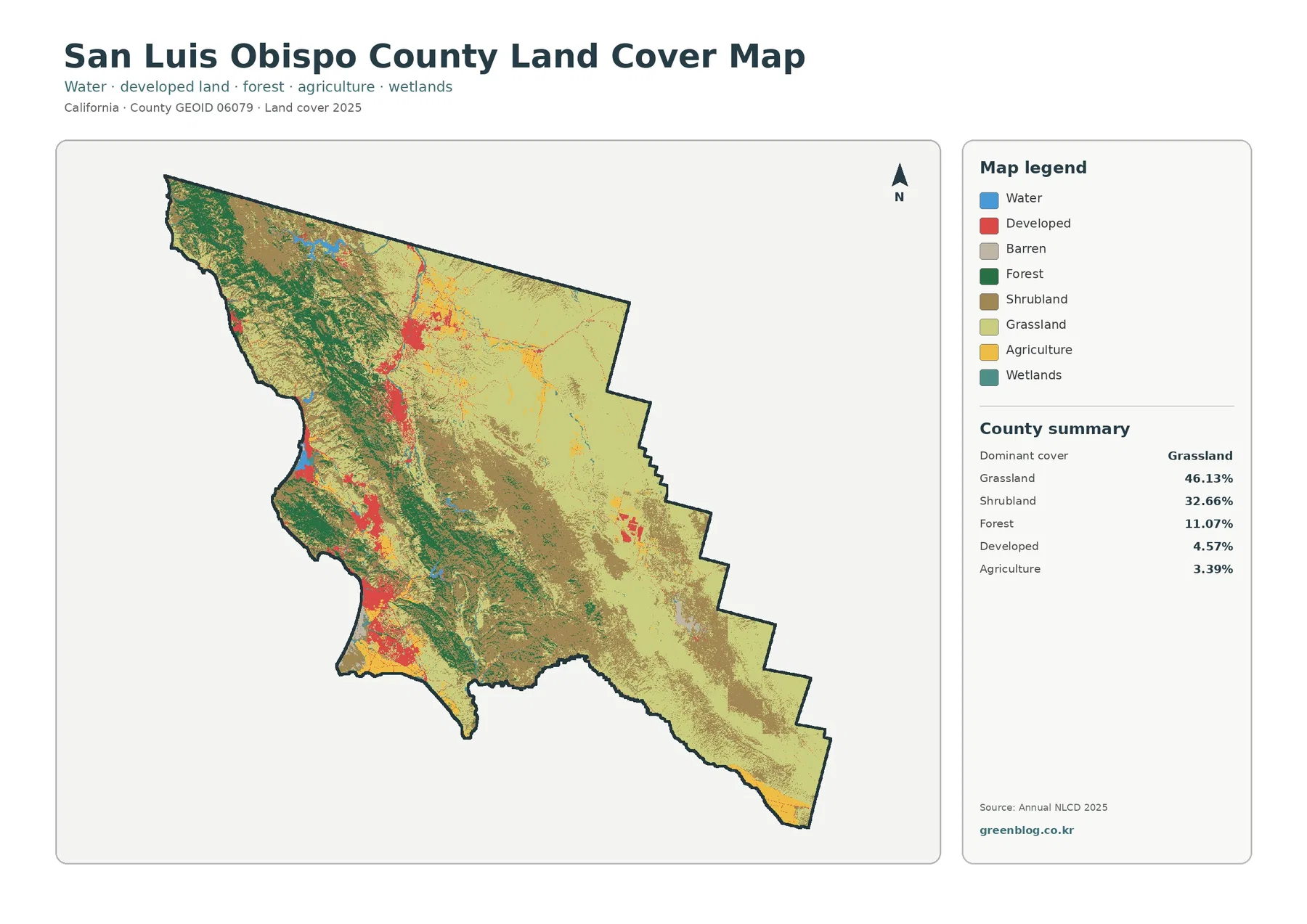 San Luis Obispo County 토지 피복 지도