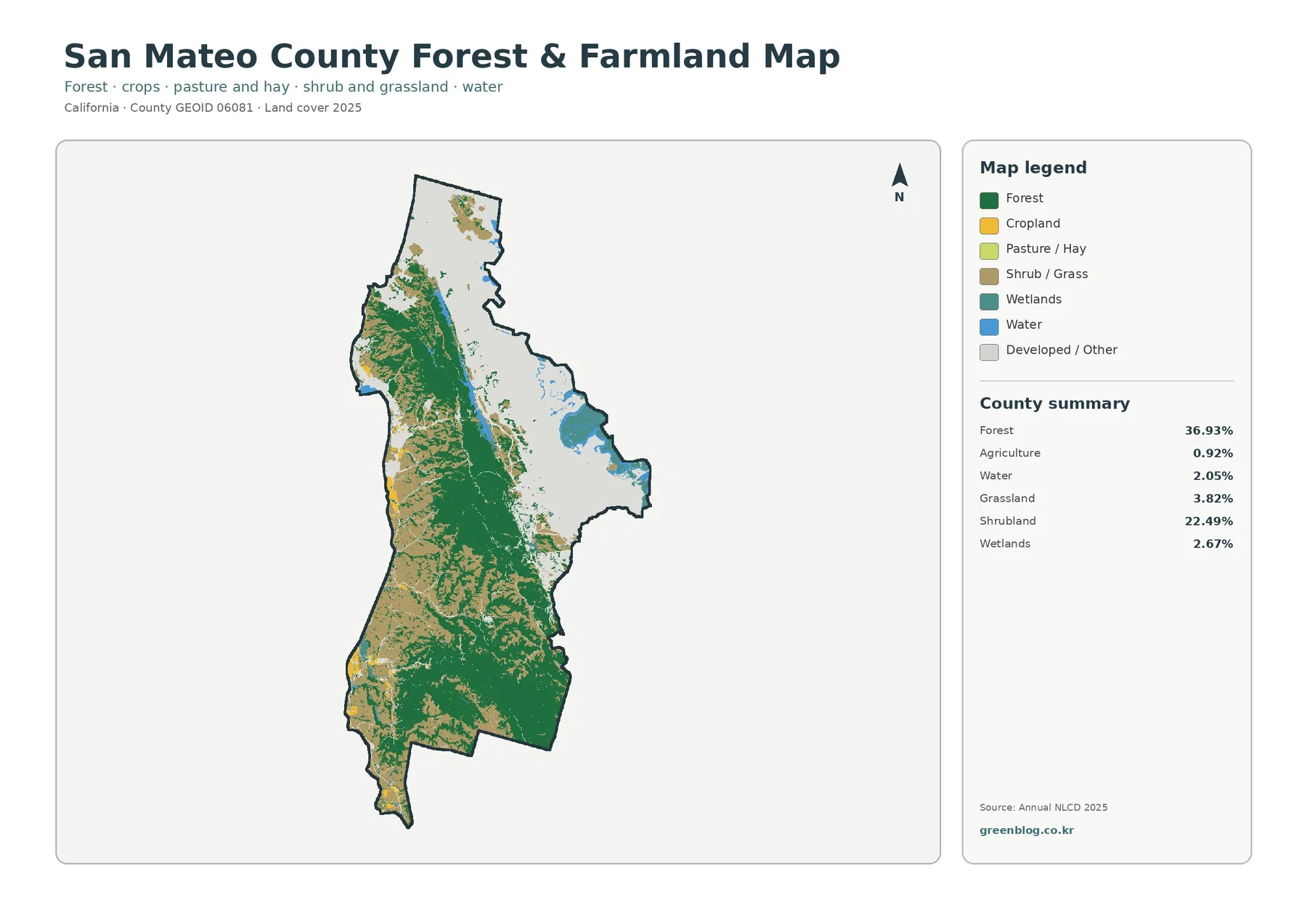 San Mateo County 산림·농경지 지도