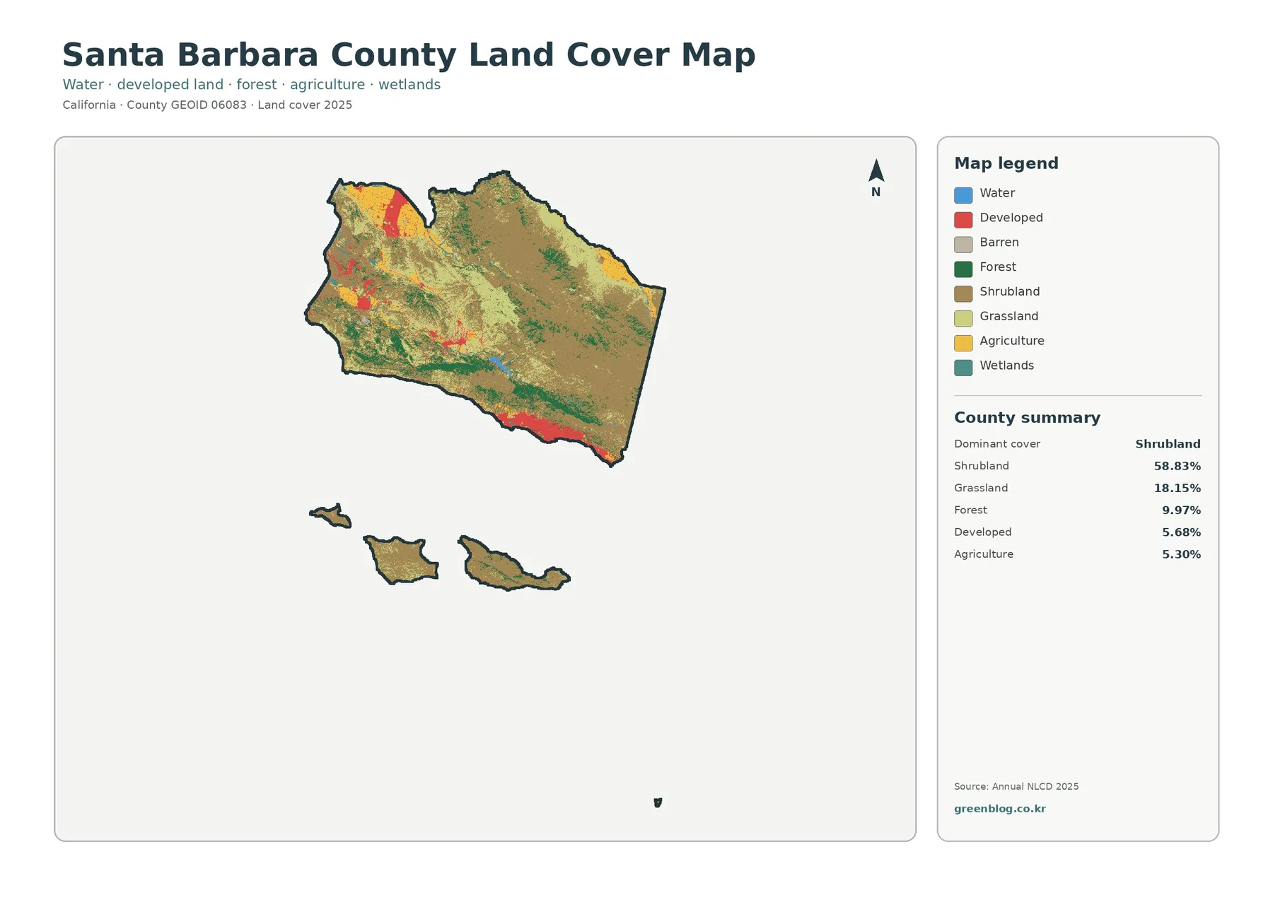 Santa Barbara County 토지 피복 지도