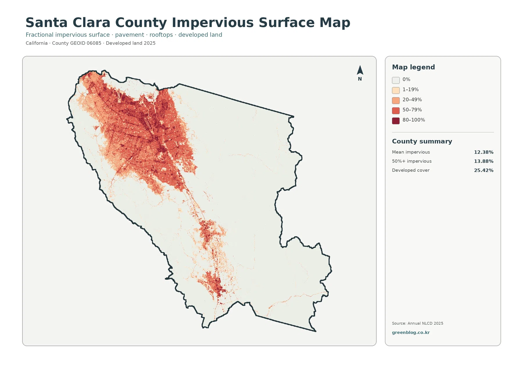 Santa Clara County 불투수·개발지 지도