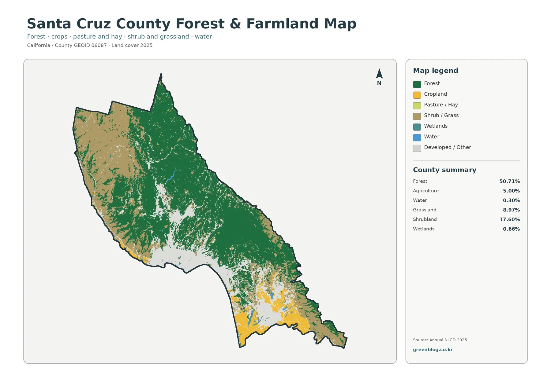Santa Cruz County 산림·농경지 지도