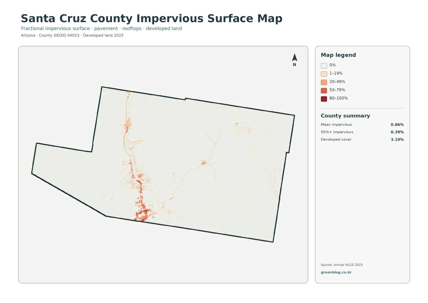 Santa Cruz County 불투수·개발지 지도