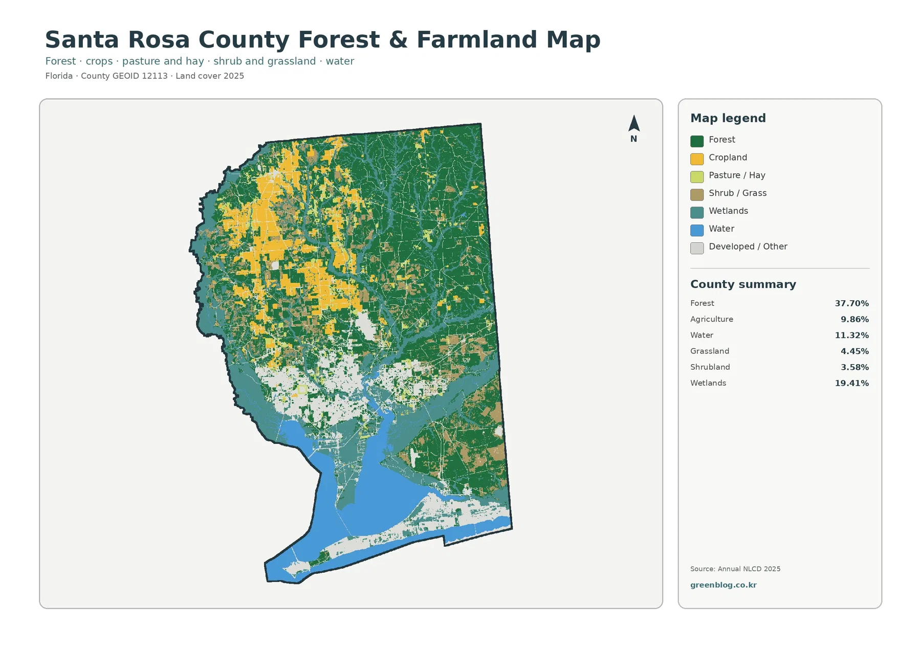 Santa Rosa County forest and farmland map