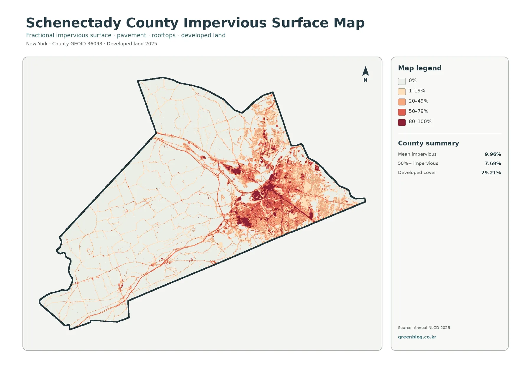 Schenectady County 불투수·개발지 지도