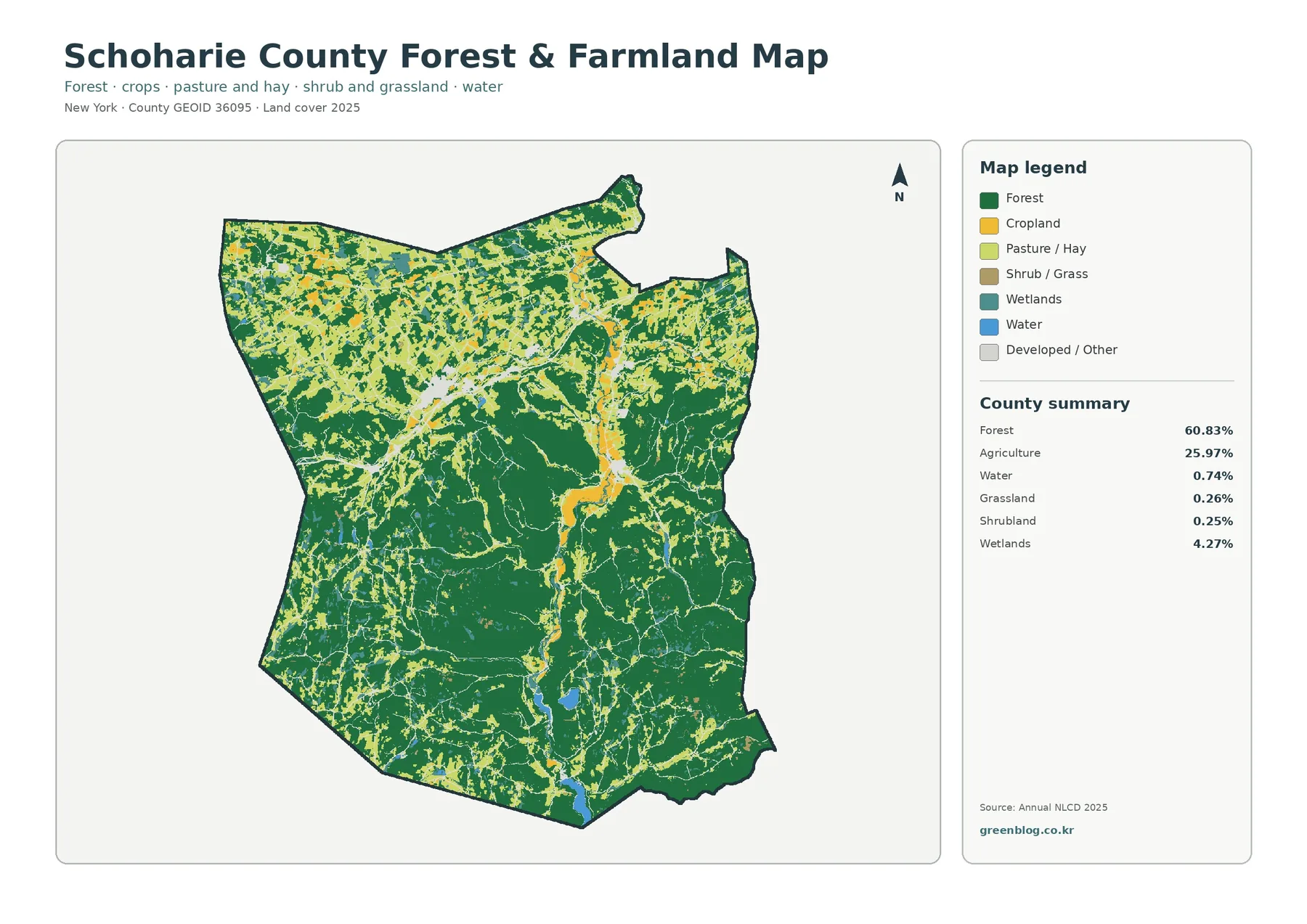 Schoharie County 산림·농경지 지도