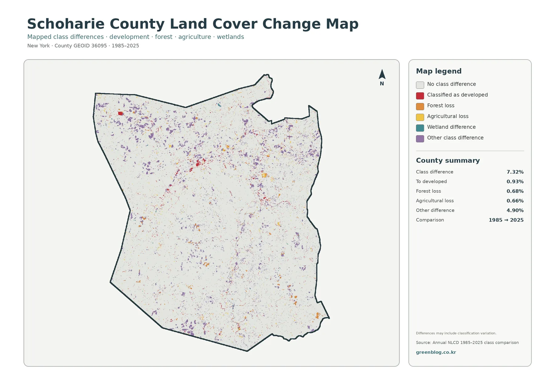 Schoharie County 토지 피복 변화 지도