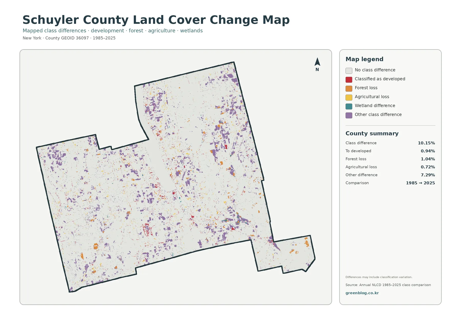 Schuyler County 토지 피복 변화 지도