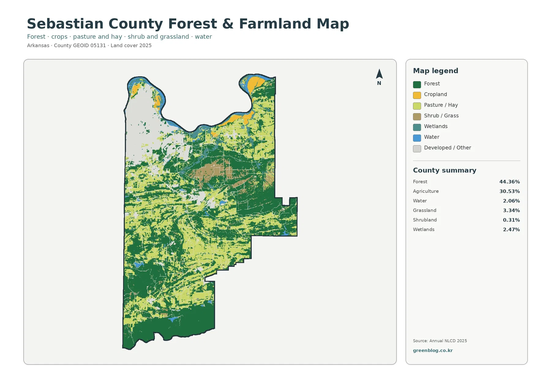 Sebastian County forest and farmland map
