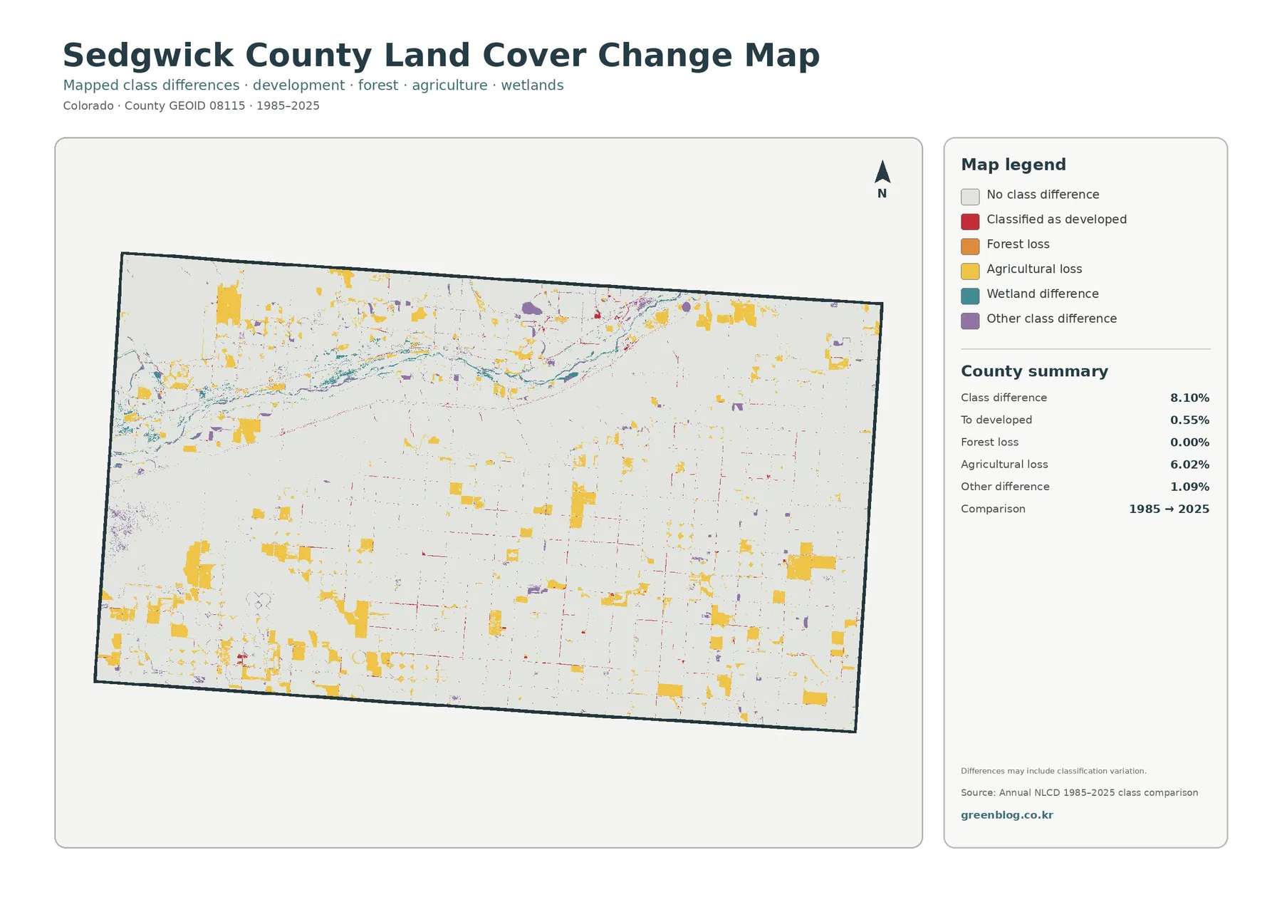 Sedgwick County 토지 피복 변화 지도