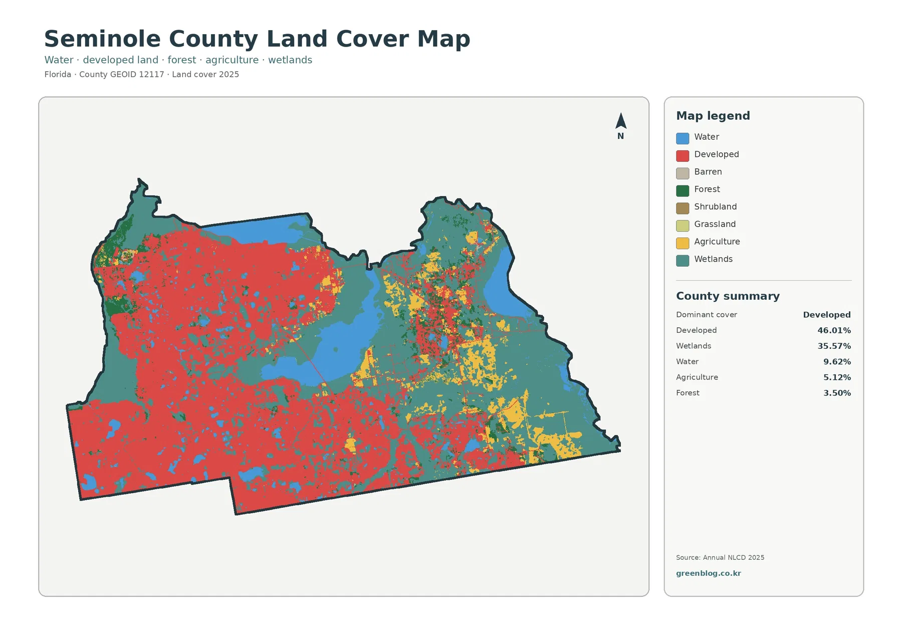 Seminole County 토지 피복 지도