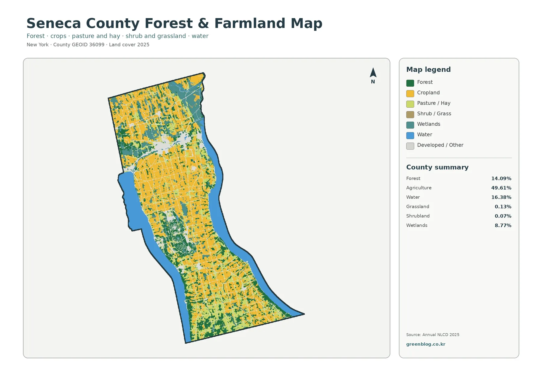 Seneca County forest and farmland map