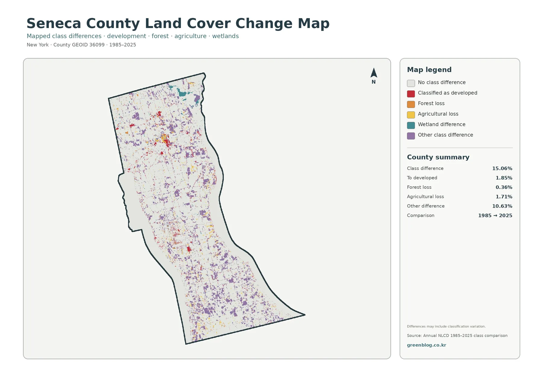 Seneca County land cover change map
