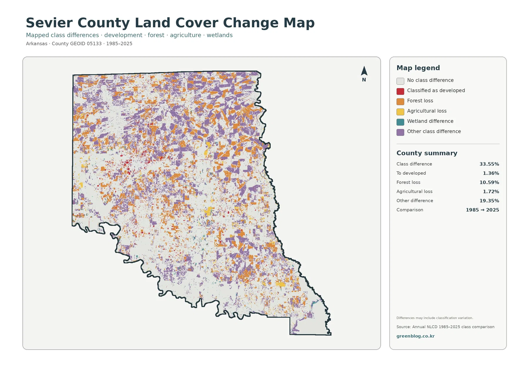 County land cover change map