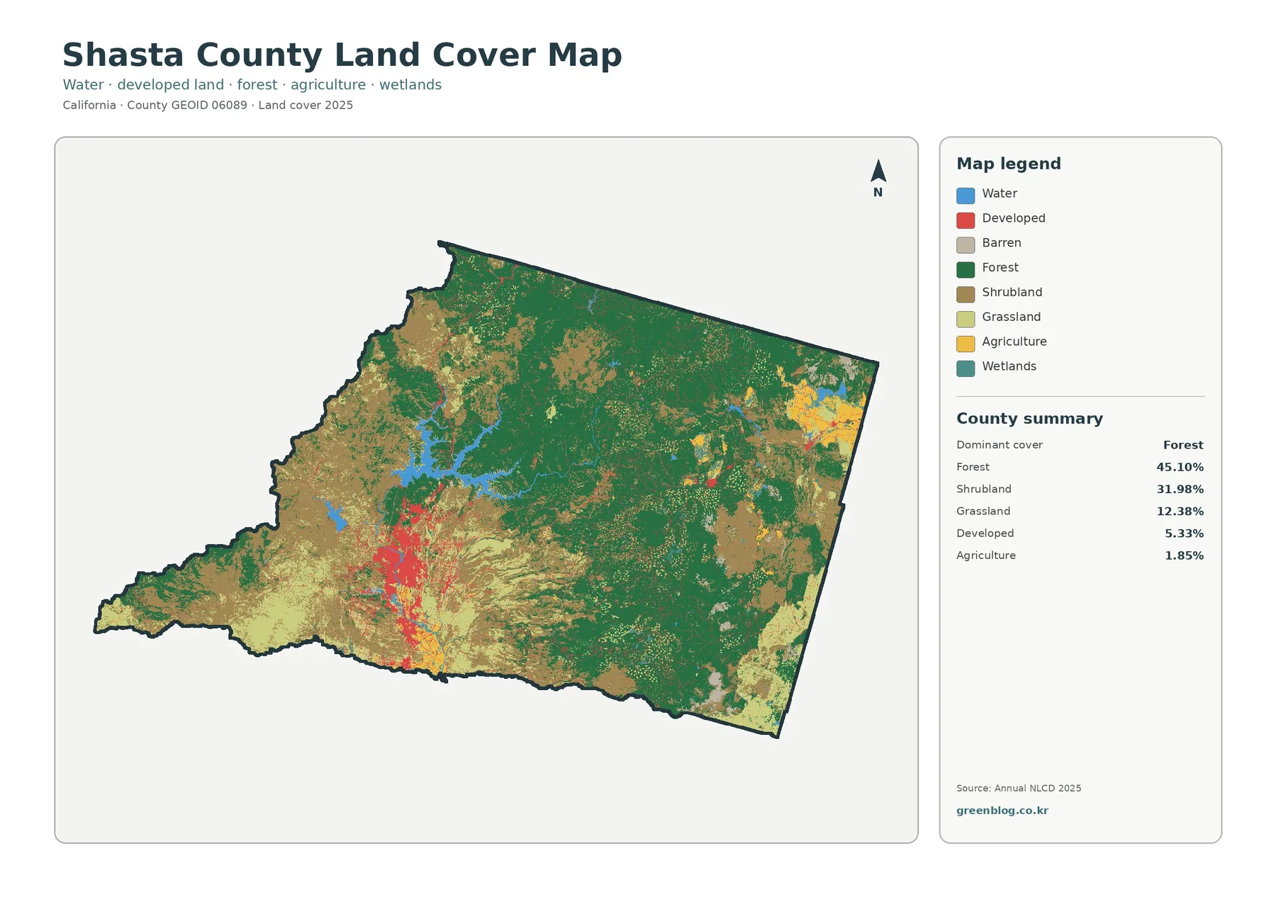 Shasta County 토지 피복 지도