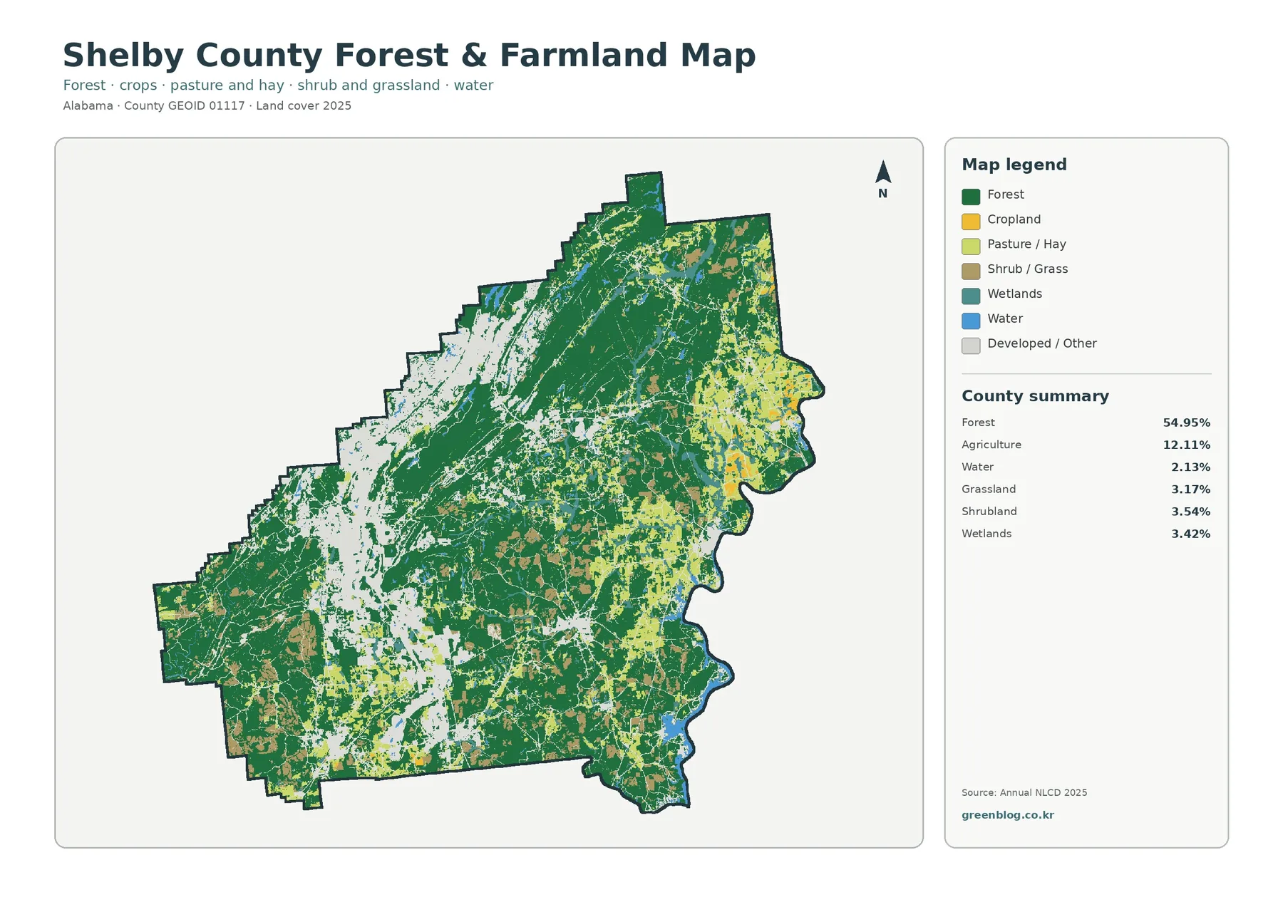 Shelby County forest and farmland map