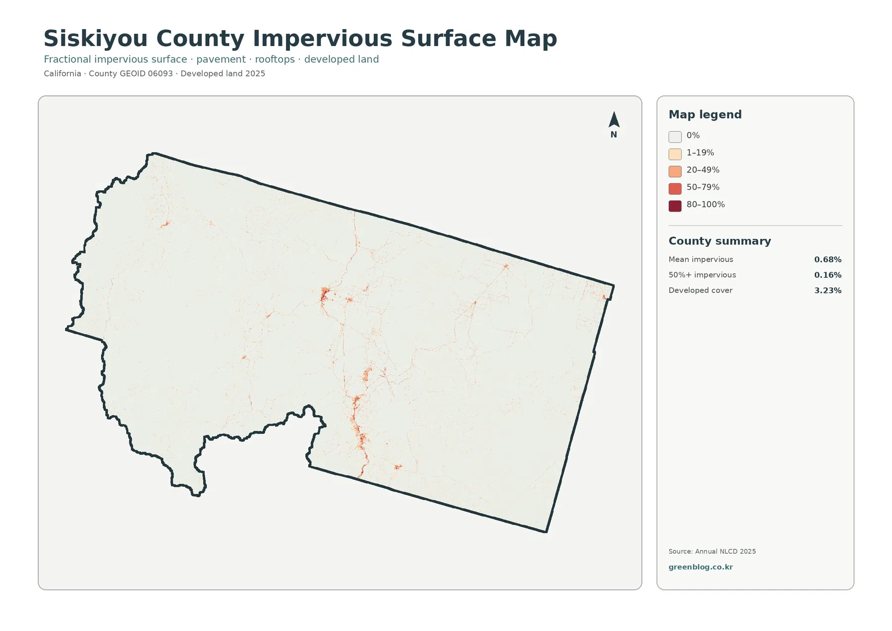 Siskiyou County 불투수·개발지 지도