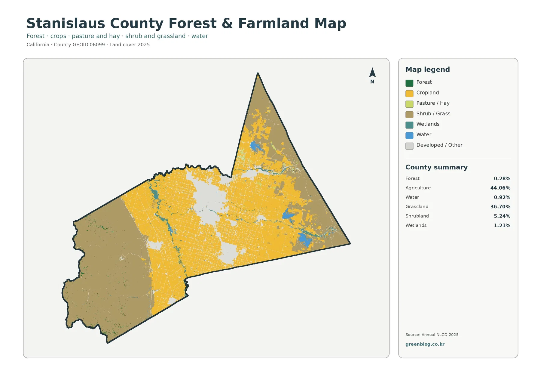 Stanislaus County 산림·농경지 지도