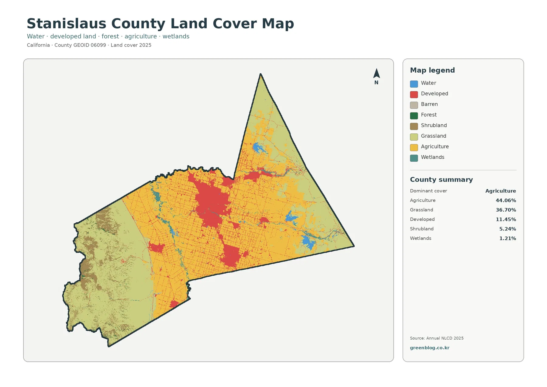 Stanislaus County 토지 피복 지도