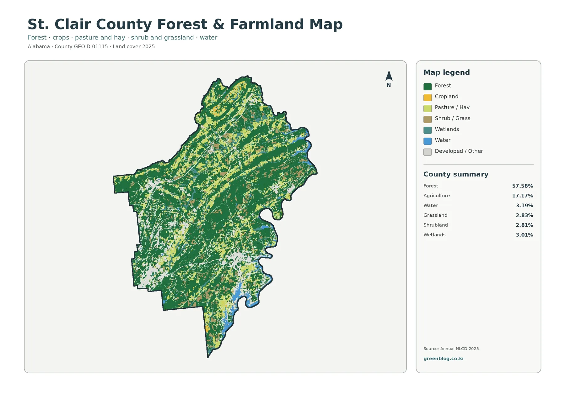 St. Clair County forest and farmland map