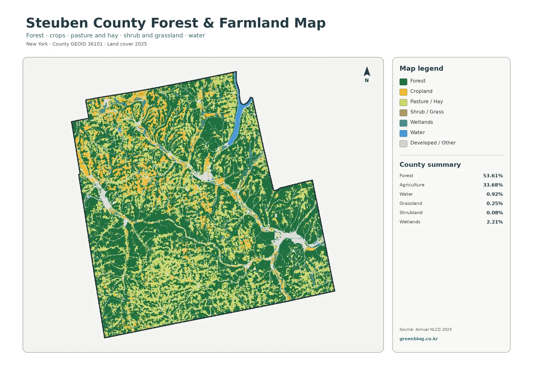 Steuben County forest and farmland map