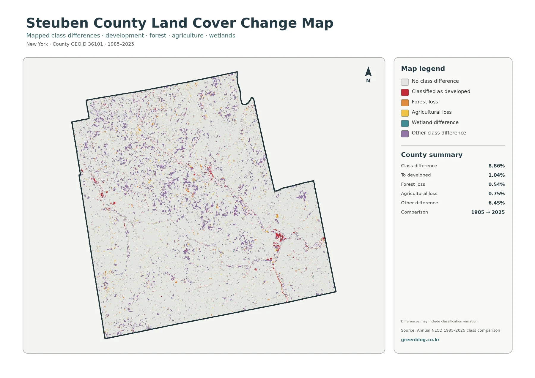 Steuben County land cover change map