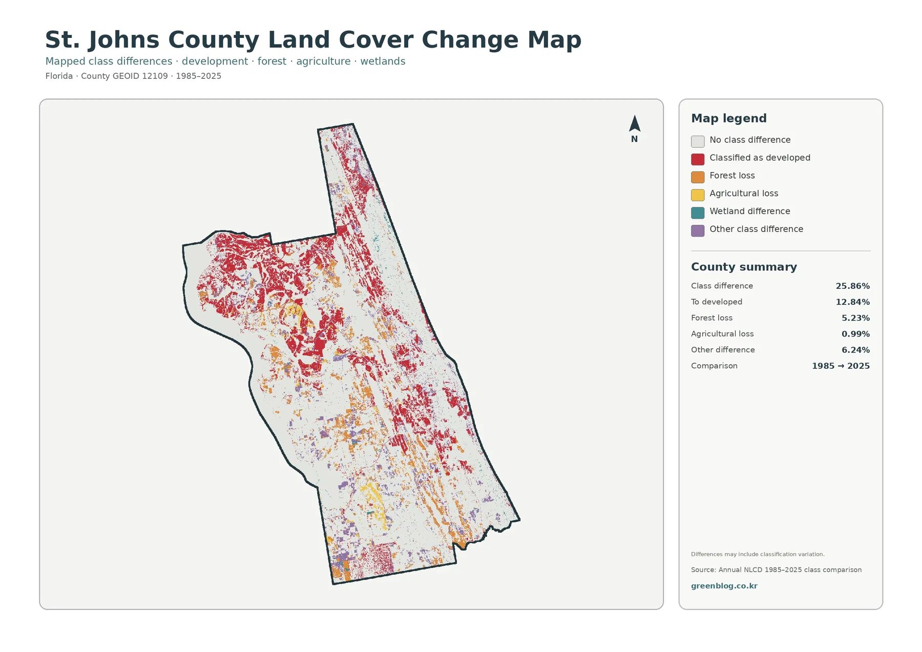 St. Johns County 토지 피복 변화 지도