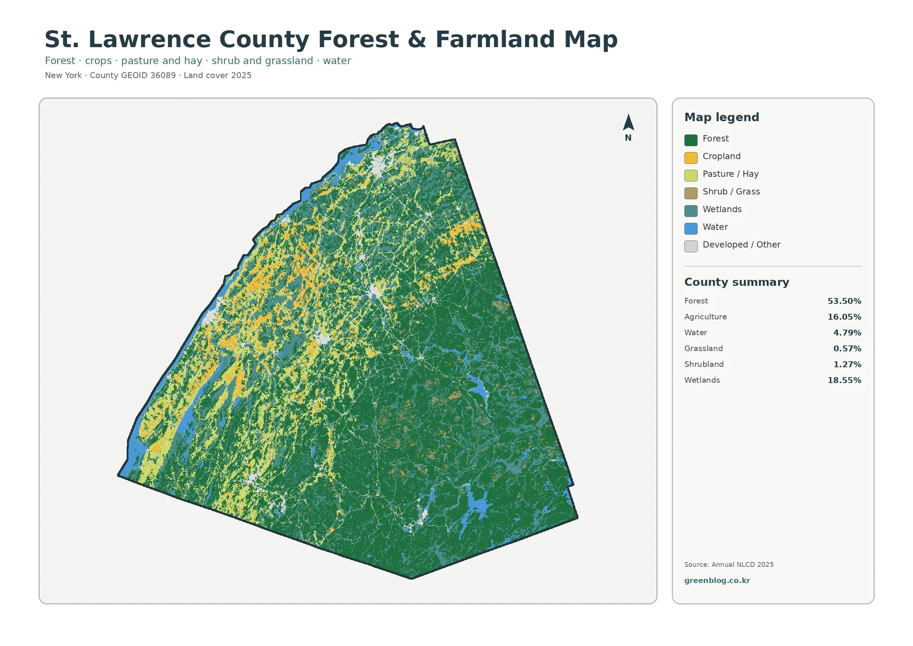 St. Lawrence County forest and farmland map