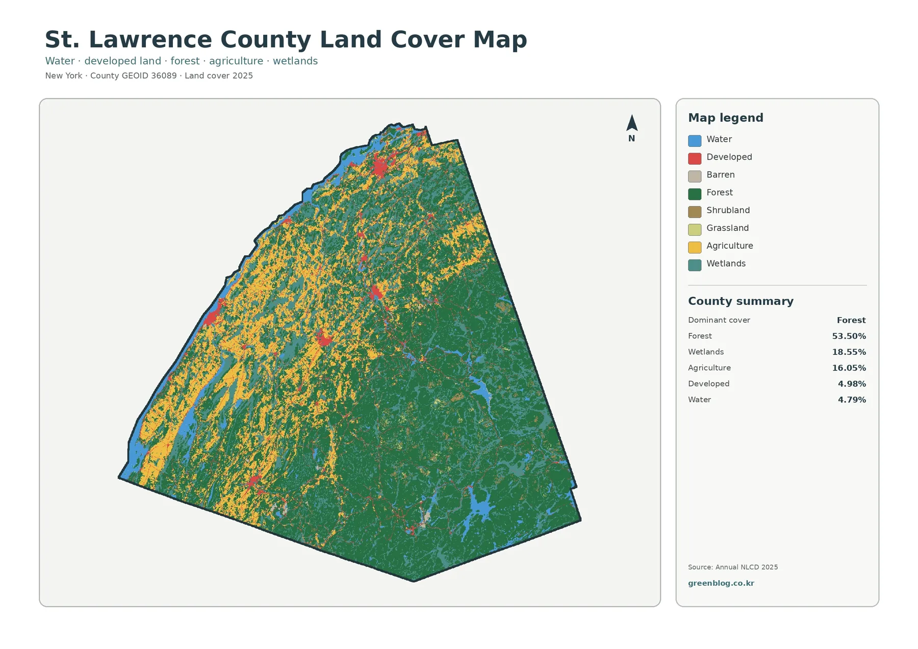 St. Lawrence County land cover map