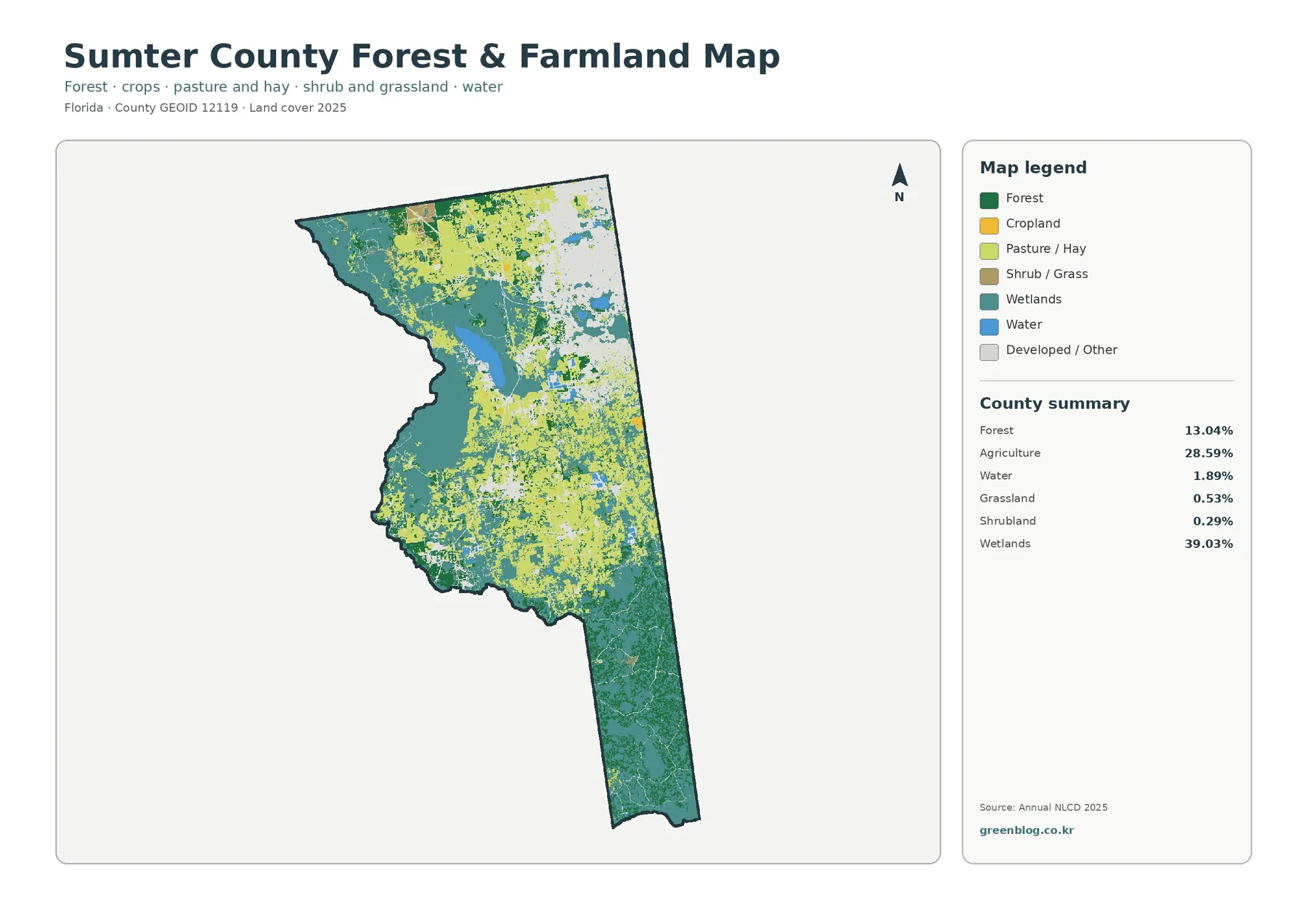 Sumter County forest and farmland map
