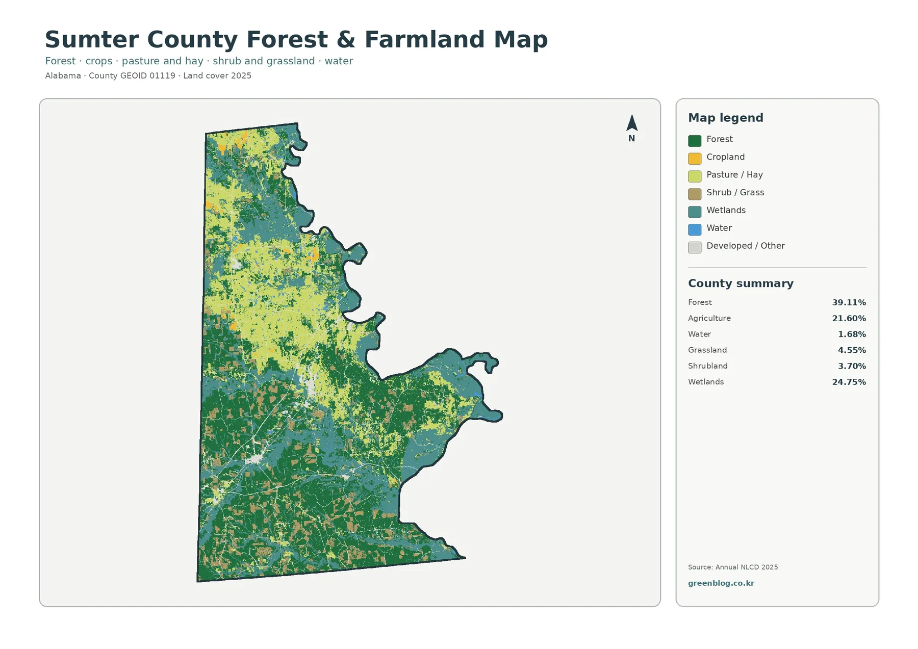 Sumter County forest and farmland map