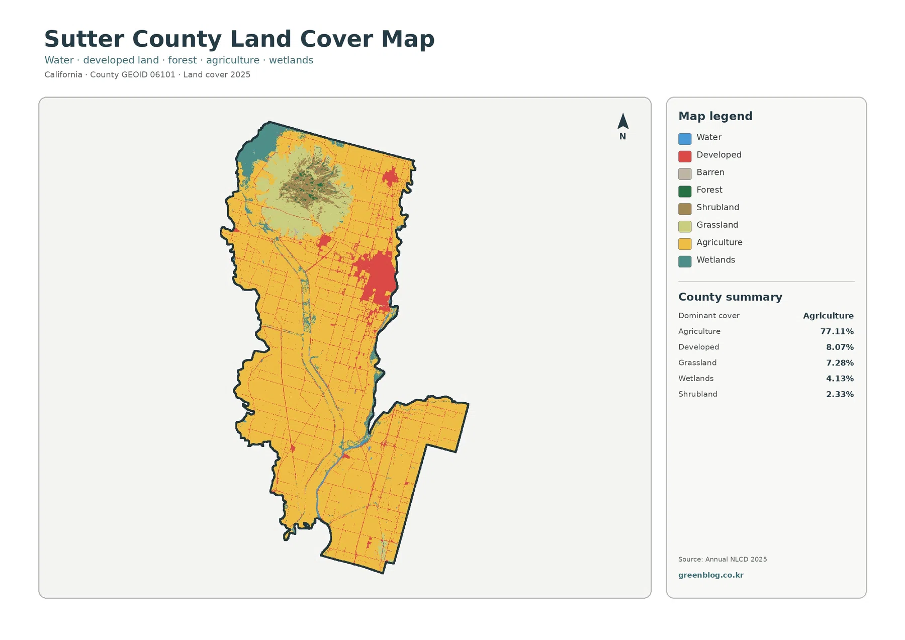 Sutter County 토지 피복 지도