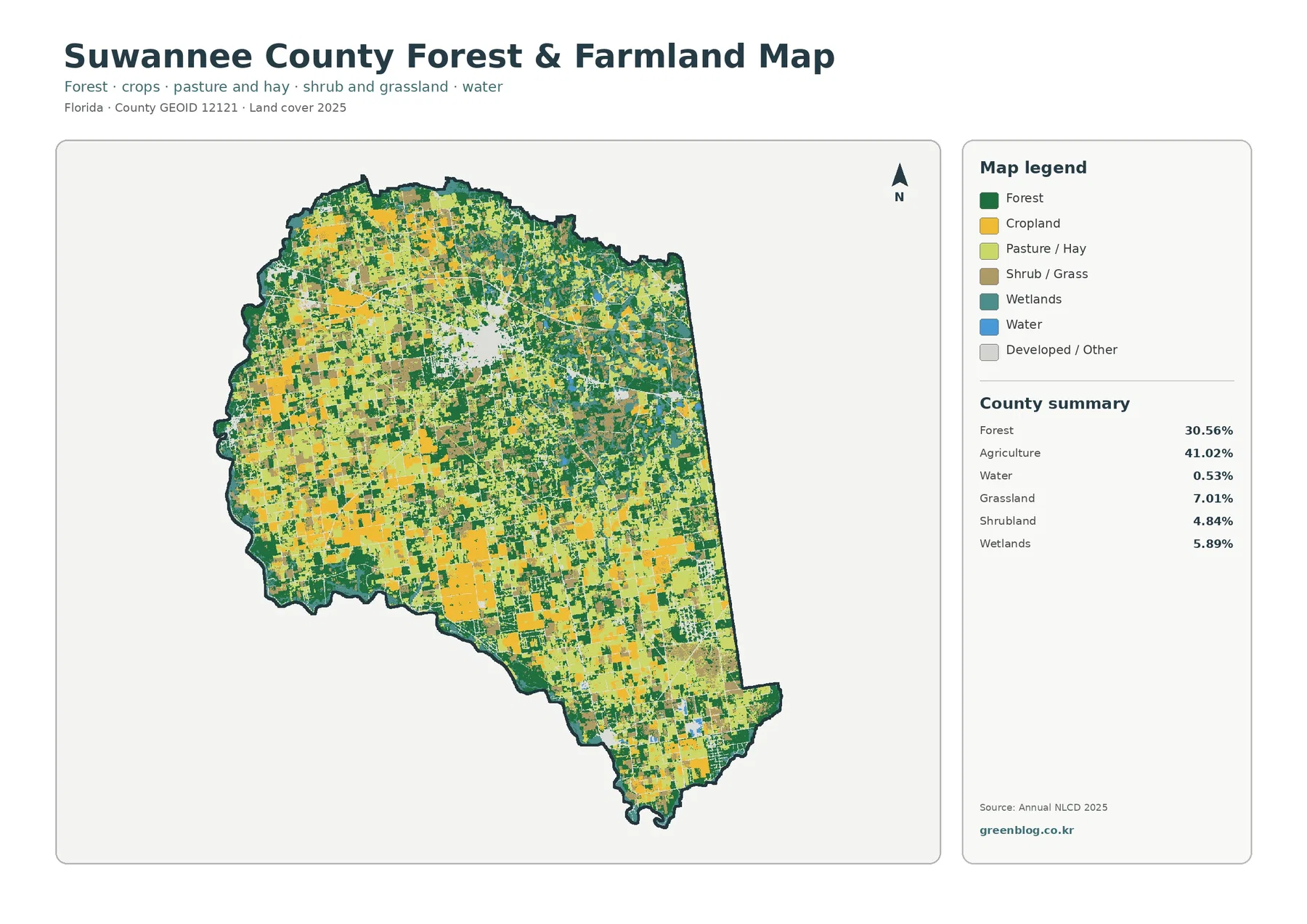 Suwannee County forest and farmland map