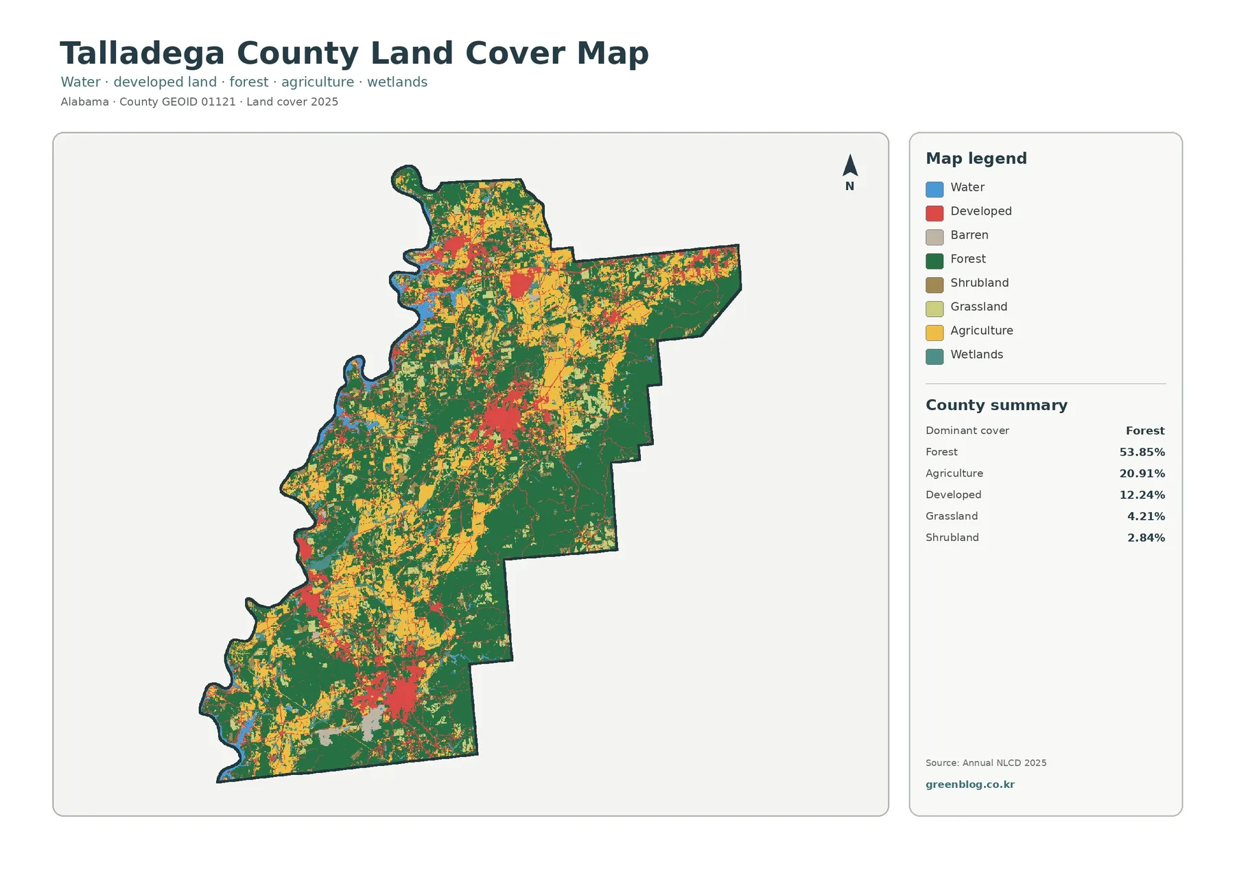 Talladega County land cover map