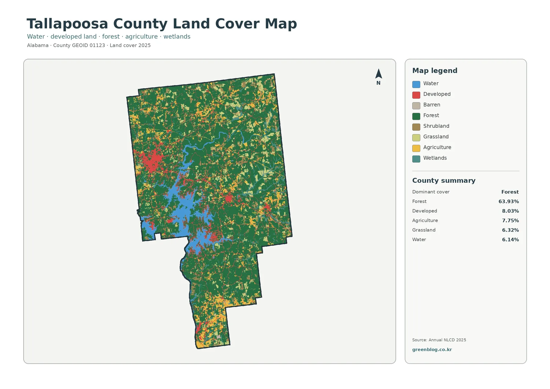 Tallapoosa County 토지 피복 지도 대표 이미지