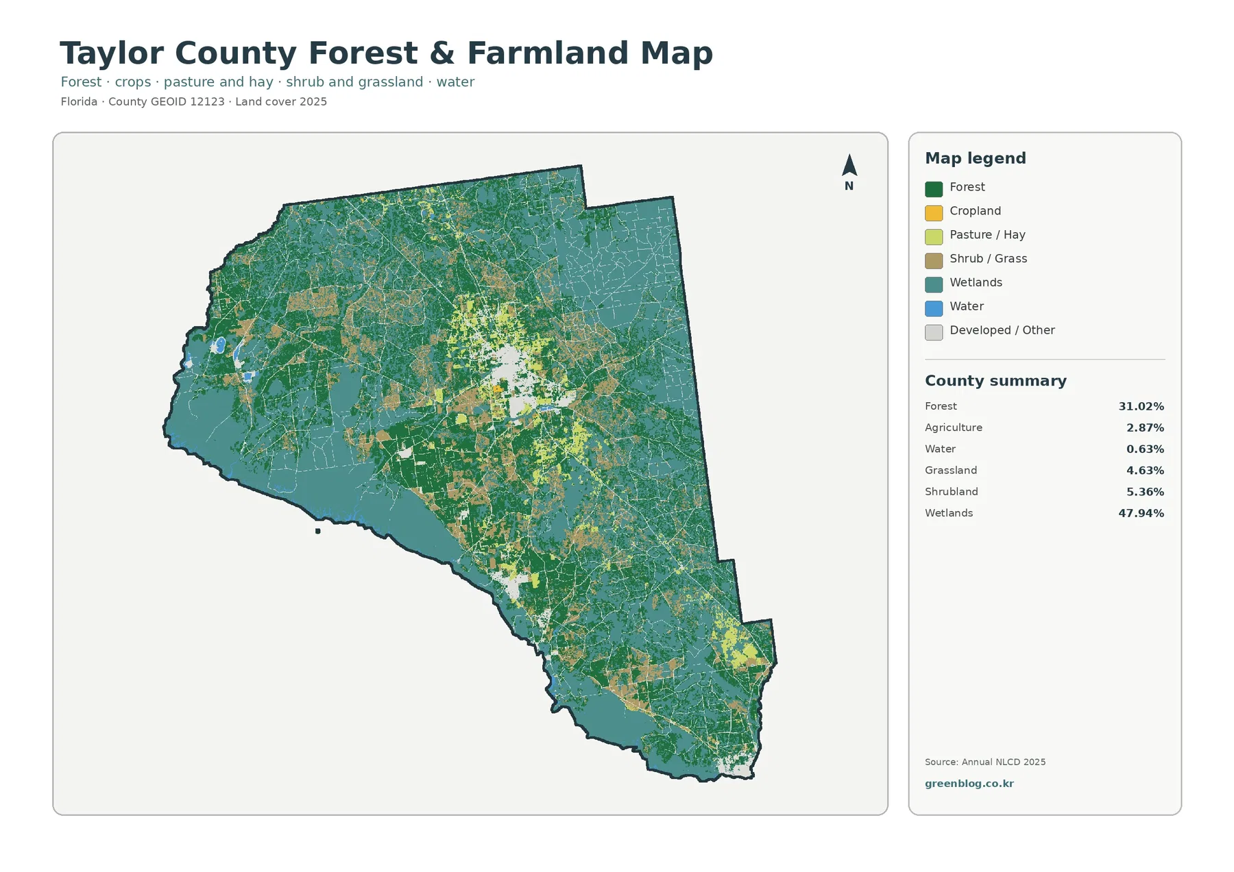 Taylor County forest and farmland map