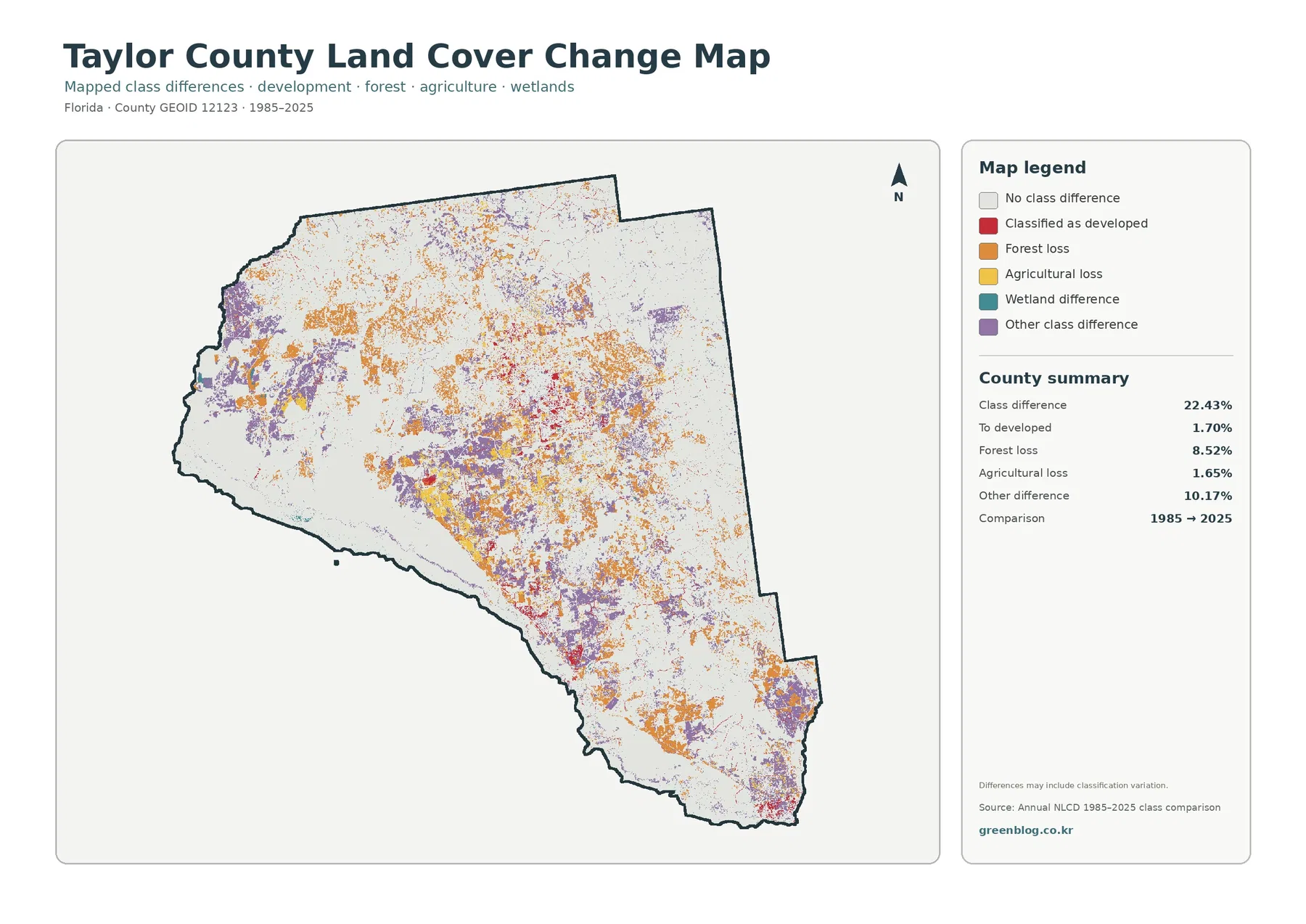 Taylor County land cover change map