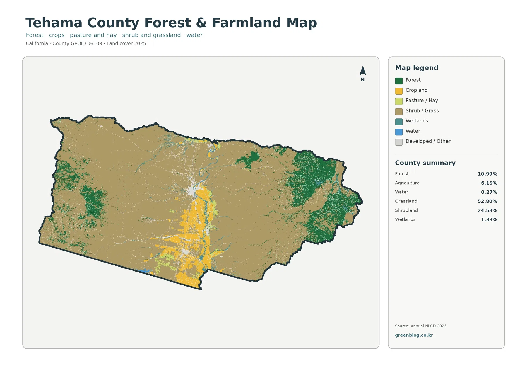 Tehama County 산림·농경지 지도