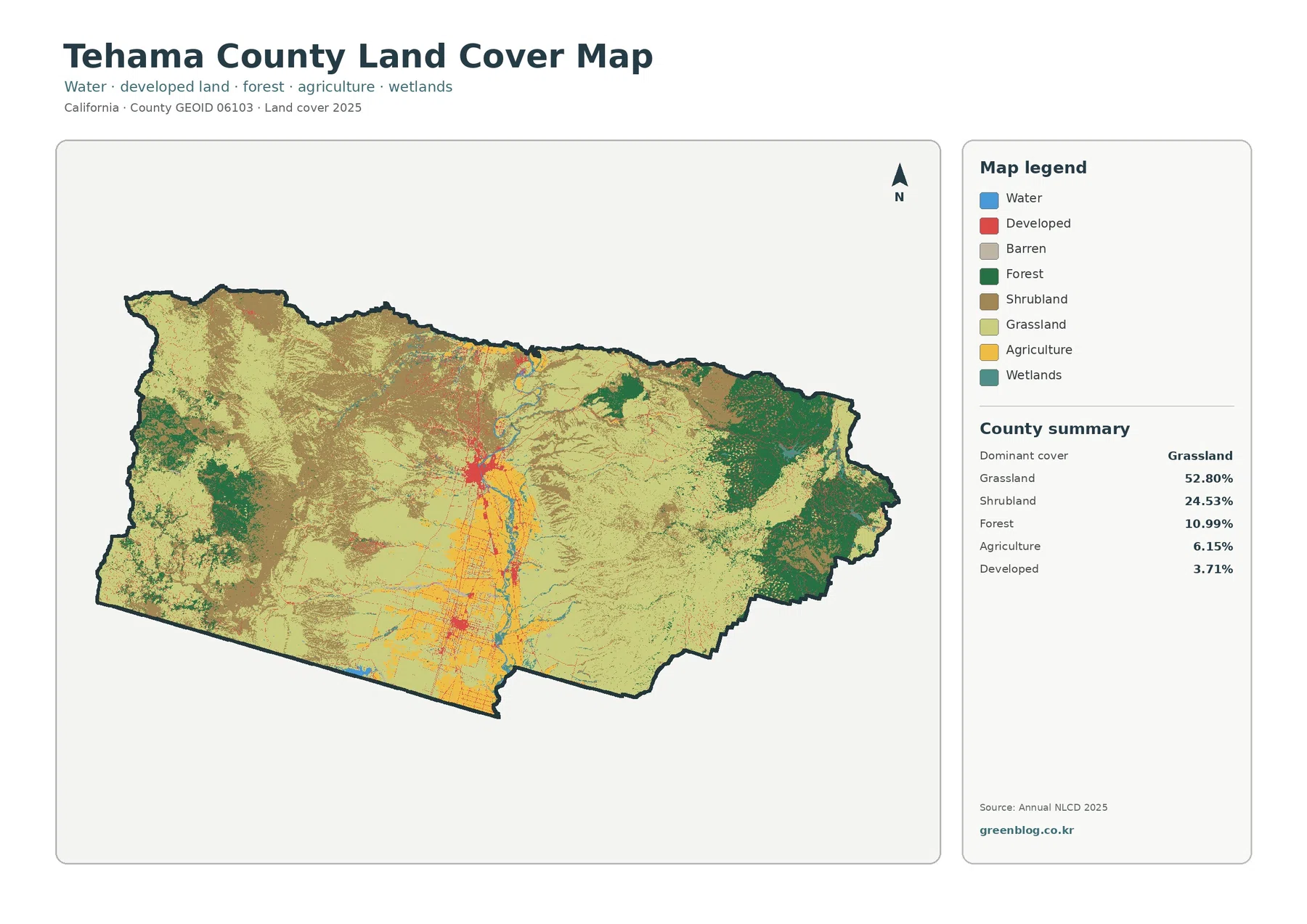 Tehama County 토지 피복 지도