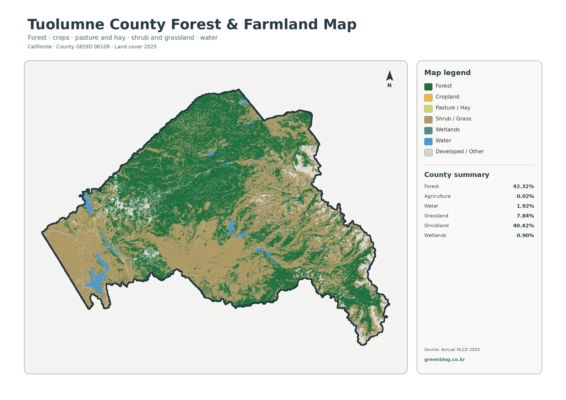 Tuolumne County 산림·농경지 지도