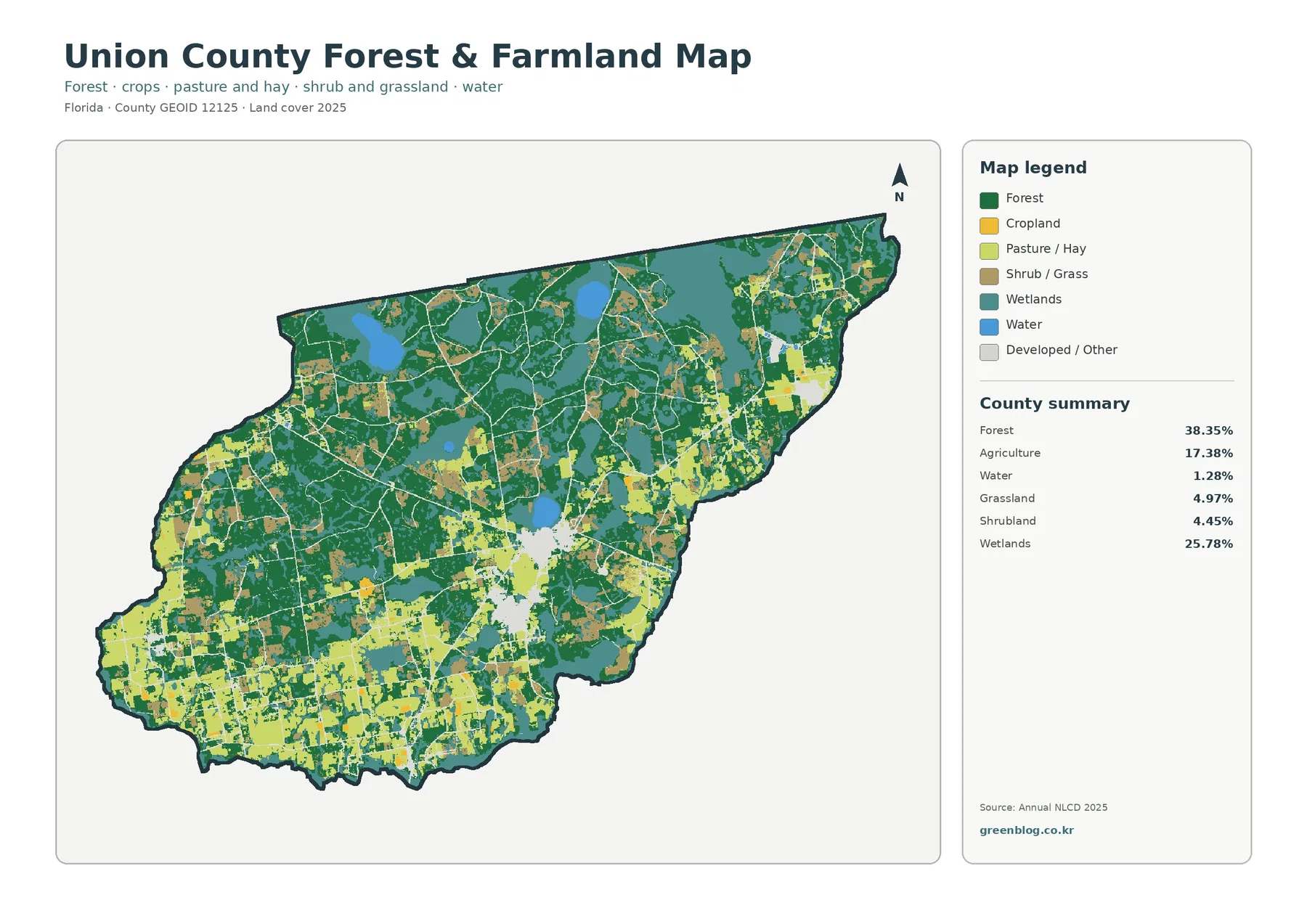Union County forest and farmland map
