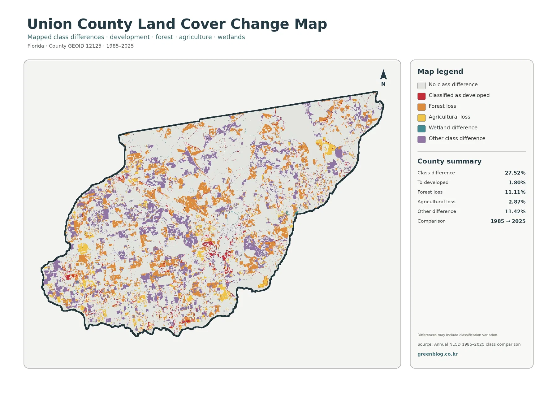 Union County land cover change map