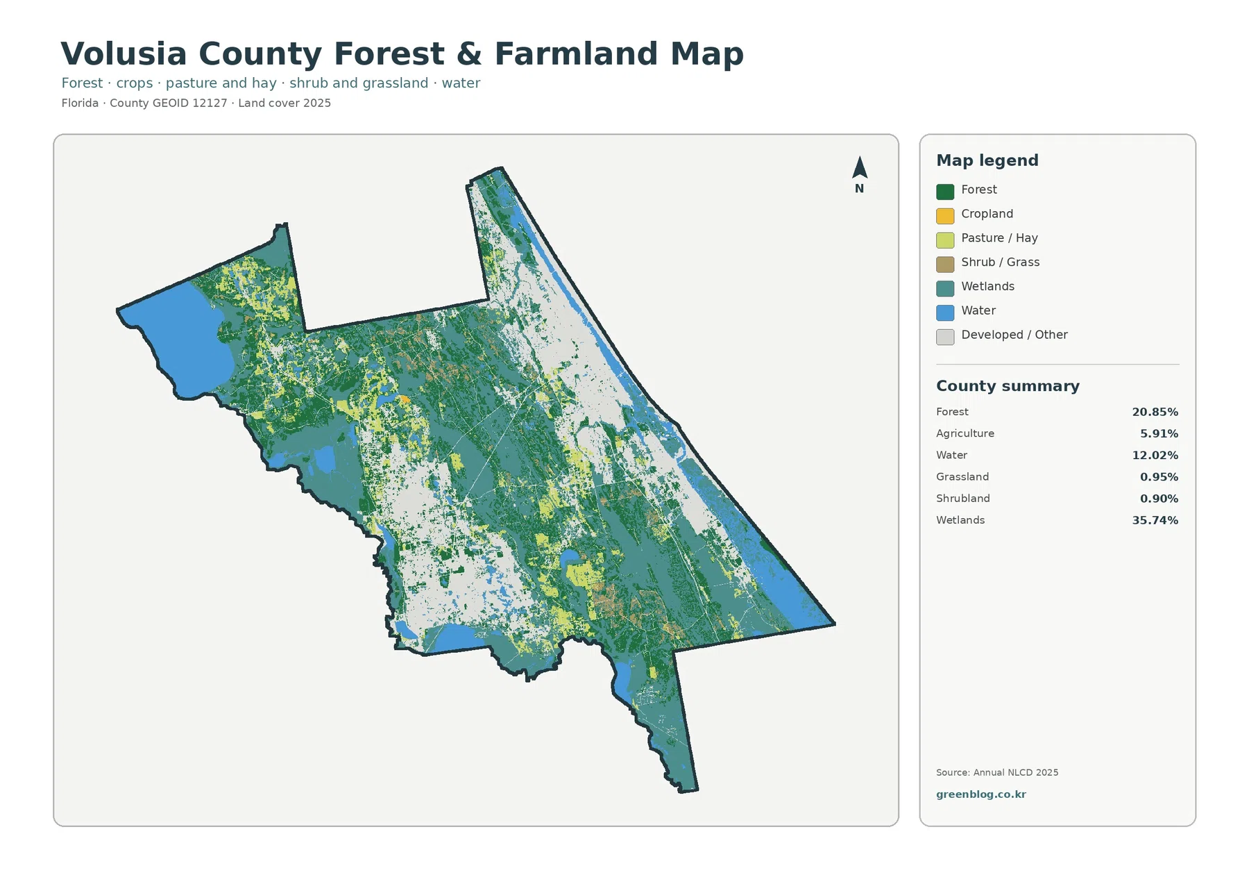 Volusia County forest and farmland map