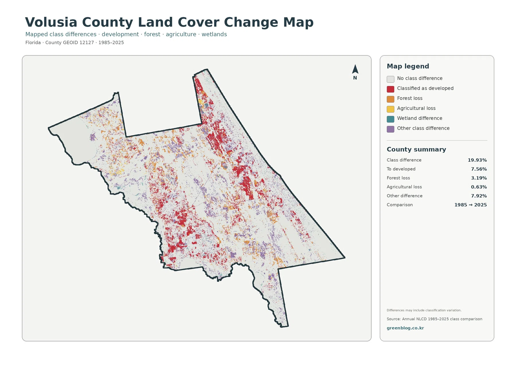 Volusia County land cover change map