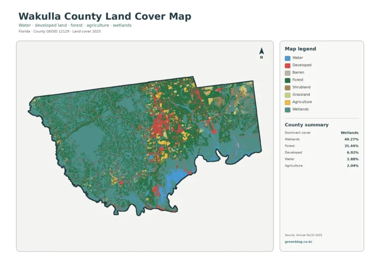 Wakulla County Florida Land Cover Map: A Wet, Forested County with a Small Built Footprint