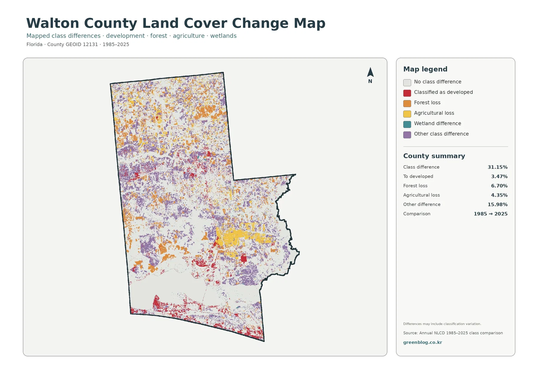 County land cover change map