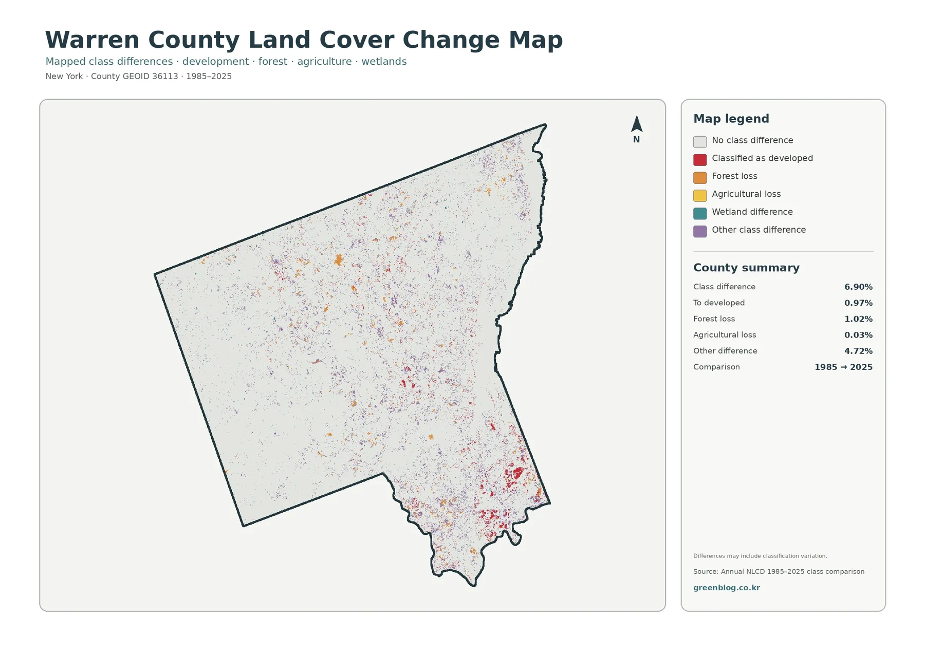 Warren County 토지 피복 변화 지도