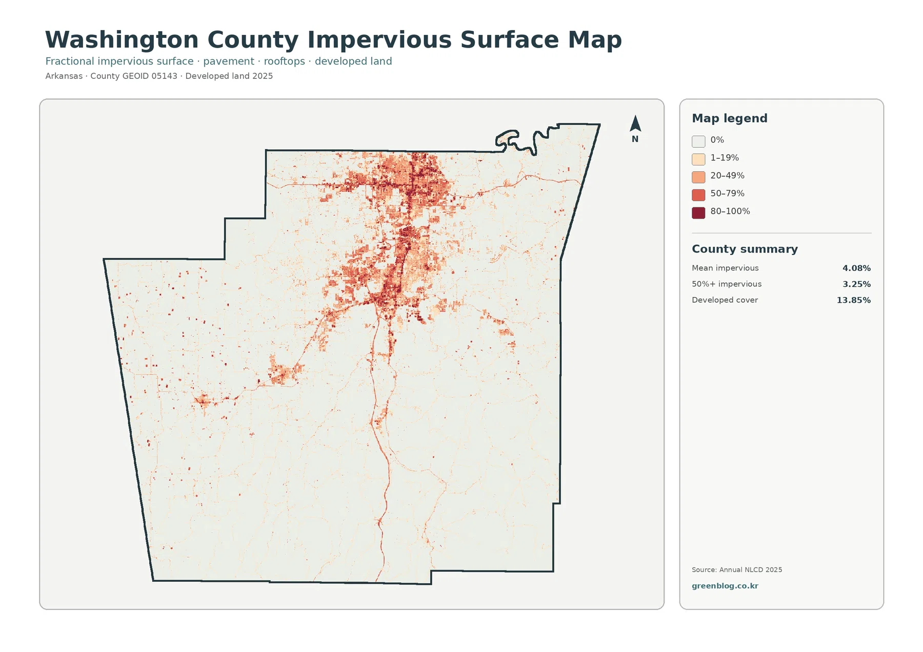 Washington County 불투수·개발지 지도